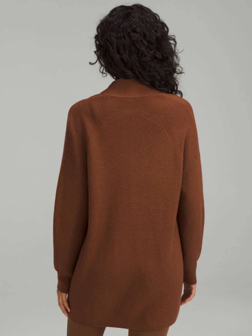 New Lululemon Merino Wool-Blend Ribbed Long Wrap Sweater - Roasted Brown